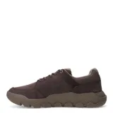 Zapatos Caterpillar Hex Lite Cruise de cuero color marrón oscuro, con cordones y suela gruesa con diseño hexagonal.