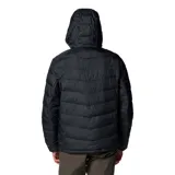 Campera acolchada Columbia con tecnología Omni-Heat Infinity, diseñada para retener el calor corporal. Presenta cierre frontal completo, capucha ajustable, bolsillos laterales y en el pecho con cierre, y puños elásticos para mayor protección contra el frío.