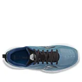 Championes de running Saucony Kinvara 13, color celeste con detalles en negro y blanco.