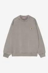 Buzo Carhartt WIP modelo Nelson Sweat, color gris con efecto acid wash, cuello redondo, mangas largas y parche con el logo de la marca en el pecho.