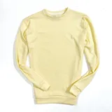 Buzo amarillo pastel de waffle con cuello redondo y mangas largas.