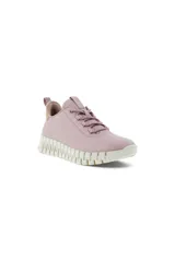 Zapatillas Ecco Gruuv color lila con cordones elásticos y suela de goma blanca con diseño ondulado.