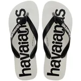 Ojotas Havaianas Top Logomania 2, color negro con logo en blanco y detalles en rojo.