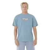 Remera celeste de manga corta con estampa frontal del logo de Rip Curl.
