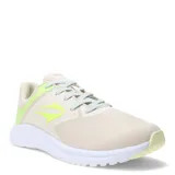 Championes deportivos Topper modelo Rack, de diseño ligero y versátil. Presentan una combinación de colores en tonos beige con detalles en verde lima y cordones en un tono claro. Cuentan con una suela blanca de alto confort y refuerzos laterales para mayor soporte.