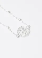 Pulsera forcet de plata 925 hipoalergénica con medalla de San Benito.