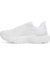 Championes de running Under Armour modelo Infinite Pro 2, color blanco. Presentan una parte superior de malla técnica transpirable, diseño de talón estabilizador y entresuela con tecnología de amortiguación UA HOVR+ para mayor retorno de energía y suavidad en la pisada.
