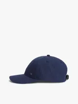 Gorra de béisbol azul marino con diseño de seis paneles, motivo de logos en jacquard y visera curvada con costuras texturizadas.