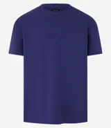 Remera de corte slim con textura acanalada, cuello redondo y mangas cortas. Confeccionada en tejido de algodón, presenta un diseño básico y versátil.