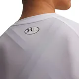 Remera deportiva de compresión Under Armour Heatgear, color blanco, de manga corta, cuello redondo y ajuste ceñido al cuerpo.