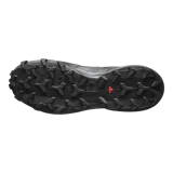 Championes Salomon Speedcross 6 de color negro, diseñados específicamente para trail running. Presentan una estructura robusta y técnica, capellada sintética y textil con refuerzos termosellados, sistema de cordones de ajuste rápido Quicklace y suela con tacos profundos para máxima tracción en terrenos difíciles.