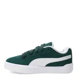Championes Puma modelo Park Life Style Easy SD, de corte bajo y diseño urbano. Presentan una capellada de gamuza sintética en color negro con la icónica franja lateral de Puma en color blanco y suela de goma blanca.