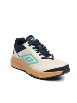 Championes de running Umbro Rad para hombre, color negro con entresuela blanca y detalles en rojo.