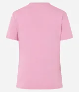 Blusa básica de manga corta con cuello en V, confeccionada en tejido de viscosa con elastano. Presenta un diseño liso y corte ajustado.