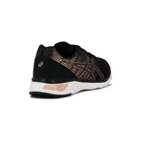 Championes de running Asics Gel-Kamo 2, color negro con detalles en rosa claro y suela blanca.