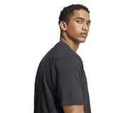 Remera negra de algodón con logo Adidas estampado en blanco en el pecho.