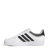 Championes Adidas modelo Hoops 4.0, de diseño urbano inspirado en el básquetbol. Presentan un empeine de cuero sintético blanco con las icónicas tres tiras laterales en color negro y detalles en gris en el talón. Cuentan con suela de goma tipo cupsole para mayor estabilidad y durabilidad.