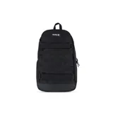 Mochila Hurley modelo No Comply, color negro, con múltiples correas frontales tipo molle y el logo de la marca bordado en la parte superior.