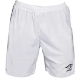Short deportivo Umbro de corte clásico, color blanco, con cintura elástica y logo de la marca estampado en la pierna izquierda.