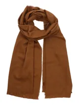 Bufanda unisex Rockford modelo Scarf Comfy, color marrón, confeccionada con fibras recicladas y lana de oveja, con extremos terminados en flecos cortos.