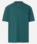 Remera de corte relaxed y mangas cortas, confeccionada en algodón de efecto pesado, con cuello redondo y diseño liso en color gris.