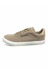 Championes deportivos Discovery modelo Casual Expedition, de color azul con cordones negros, suela blanca y detalles de la marca en el lateral.