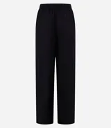 Pantalón de corte holgado y fluido, color negro, con cintura elástica y lazo ajustable. Confeccionado en una mezcla de viscosa y lino.