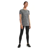 Remera deportiva Under Armour de mujer, color gris jaspeado, de corte amplio y tejido UA Tech™ de secado rápido.