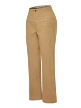 Pantalón de pierna recta y tiro alto RKF modelo Isis, de color beige, con prácticos bolsillos estilo carpintero.