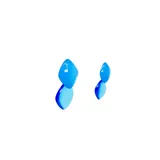 Conjunto de collar y aros de resina azul con detalles dorados. El collar es de cuentas grandes rectangulares y los aros son colgantes con forma de rombo.