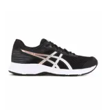Championes Asics Raiden 3 de mujer, color negro con detalles plateados y suela blanca.