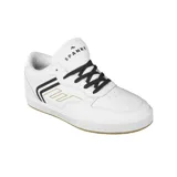 Championes Emerica KSL G6, color blanco con detalles en negro y dorado. Zapatillas de skate con suela vulcanizada, capellada de cuero y plantilla G6 para mayor amortiguación.