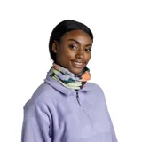 Cuello multifuncional Buff Original Ecostretch con estampado abstracto en tonos naranja, verde, azul, lila y negro.