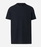 Remera de media malla verde militar con cuello redondo y mangas cortas, de corte clásico.
