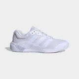 Championes de entrenamiento Adidas Dropset 4 Power en color blanco, diseñados para fuerza funcional y levantamiento de pesas. Con exterior de malla transpirable, tecnología Repetitor y pods Geofit en el talón.