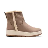 Bota corta color beige, con interior de piel sintética, plataforma y suela de goma.
