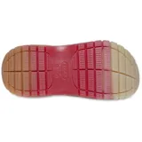 Zueco Crocs modelo Mega Crush Color Dip Clog, color beige con plataforma degradada en tonos rosados y suela de goma tractorada.