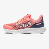 Championes de running Fila Athlon para mujer, color salmón con detalles en azul marino y blanco.