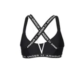 Top deportivo Under Armour negro con breteles anchos cruzados en la espalda con logo de la marca en blanco.