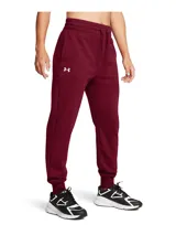 Pantalón de jogging Under Armour, modelo Rival Fleece, color bordó. Cuenta con cintura elástica con cordón de ajuste, bolsillos laterales y puños acanalados en los tobillos. Presenta el logo de la marca bordado en la pierna derecha.