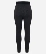 Pantalón tipo legging de tiro alto confeccionado en punto roma, con textura sutil y costuras frontales tipo nervura que estilizan la silueta.