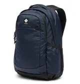 Mochila impermeable de 25 litros, color azul marino, con compartimentos principales con cierre, funda acolchada para portátil de hasta 13 pulgadas, panel trasero transpirable y bolsillos laterales para botellas.