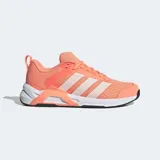 Championes de entrenamiento Adidas Dropset Control, color naranja con detalles en blanco. Presentan un diseño de malla transpirable, mediasuela estable para levantamiento de pesas y suela de caucho resistente.