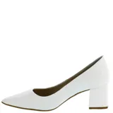 Zapato de tacón Bottero, color blanco charol, con punta fina y tacón bloque.