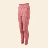 Legging deportivo de tiro alto con estampado animal print de leopardo en tonos rosados, confeccionado en tejido elástico de ajuste compresivo.