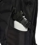 Mochila Adidas APWR de color negro, con diseño deportivo y las clásicas tres tiras blancas verticales junto al logo de la marca en el frente. Cuenta con compartimentos laterales y asas ajustables.