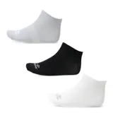 Pack de tres pares de medias deportivas tipo soquete marca Topper, en colores blanco, negro y gris. Presentan diseño ergonómico con logo de la marca en la puntera.