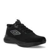 Championes urbanos Umbro modelo Vega, color negro, confeccionados en tejido de malla transpirable con detalles sintéticos y logo de la marca en el lateral.