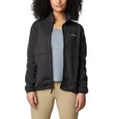 Campera polar Columbia con cierre frontal completo, confeccionada en tejido tipo jersey de textura jaspeada. Presenta cuello alto, bolsillos laterales con cierre y ribetes elásticos en puños y cuello.