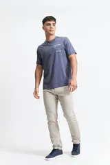 Remera color durazno de manga corta, cuello redondo y corte clásico. Estampado frontal con recuadro de buscador web y texto "authentic".